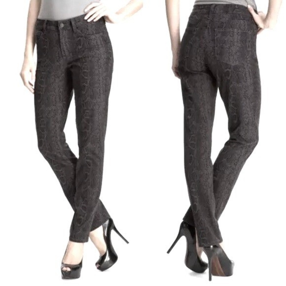 NYDJ Skinny Jeans Women Size 14 Petite‎ Snake Print Dark Wash Denim Pants